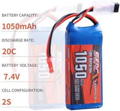 China Remote Control Flat Toys 2S Lipo Battery 7.4V 20C 1050mAh Battery with JST Plug for RC Airplane Hobby for sale