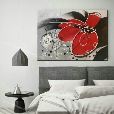 China Hand-Painted Red Flowers Painting on Canvas Thick Oil Flowers Landscape Oil Painting Wall Art for Interior Home Decor for sale