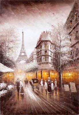 China Street Scenery Paris Oil Painting Hotel Knife Oil Painting On Canvas for sale