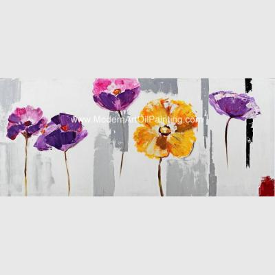 China Met de hand geschilderd Abstract Art Canvas Paintings, Acryl Purper Bloemenmuurart. Te koop