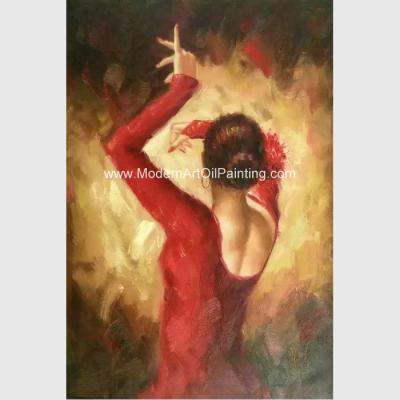 China Modern Handmade Flamenco Dancer Oil Painting , Abstract Wall Art Canvas Painting for sale