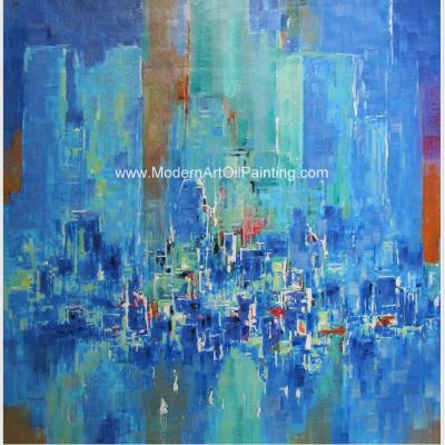 China Abstract Cityscape Painting On Canvas , Framed Oil Paintings For Modern House Decorative for sale