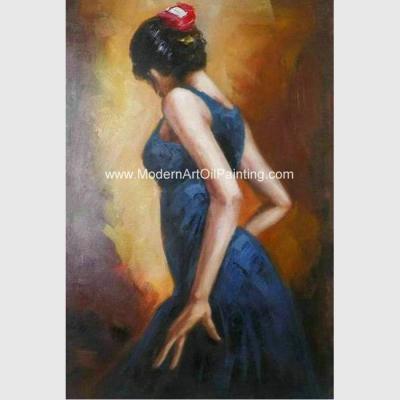 China Met de hand geschilderd Spaans Olieverfschilderij/Vrouwelijke Schilderende Flamencodanser Canvas Art Te koop