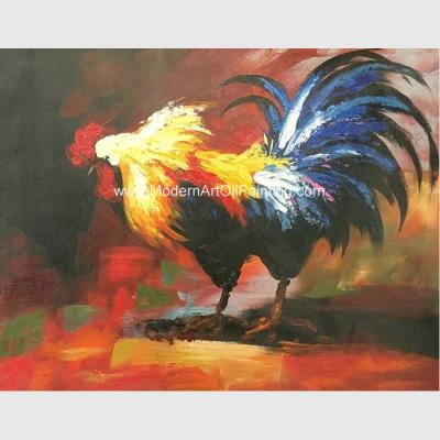 China Lona pintada a mano Art Painting del gallo de paleta de la pintura al óleo animal decorativa del cuchillo en venta