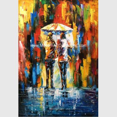 China Het ontworpen Olieverfschilderij van het Paletmes op Canvas, Abstract Art Paintings Umbrella Girls Te koop