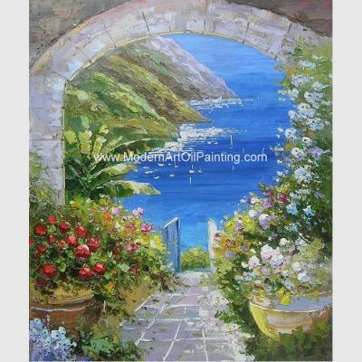 China Modern Palette Knife Oil Painting  , Scenery Garden Flower Painting Thick Oil for sale