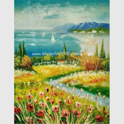 China Framed Palette Knife Oil Paintings , Seascape Oil Paintings For Modern Decoration for sale