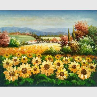 China Pintura al óleo de encargo de los girasoles del cuchillo de paleta, arte pintado a mano decorativo en lona en venta