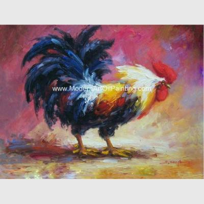 China Acrylic Animal  Palette Knife Oil Painting Handmade Cock Thick Oil On Canvas for sale