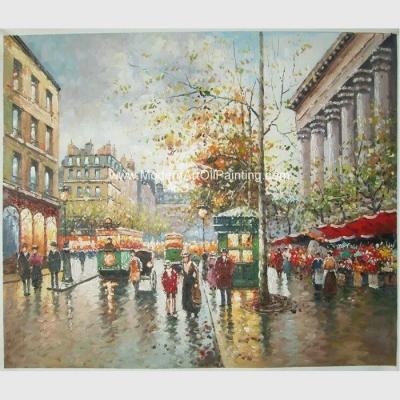 China Framed Paris Street Scene Oil Painting Oil On Linen For Living Room Deco for sale