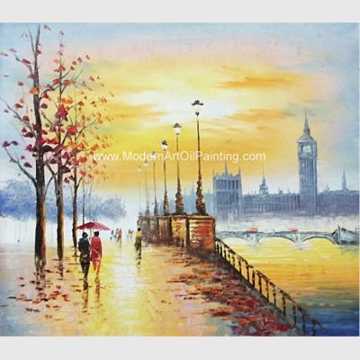 China Edificio de acrílico Eco del paisaje de la pintura al óleo pintada a mano de París amistoso para la pared Deco en venta