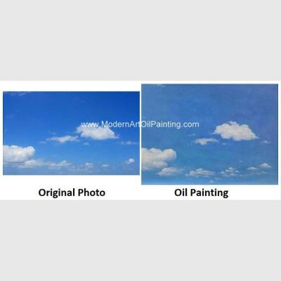 China Modern Landscape Portrait Painting Sky Blue Oil Paint From Photo Holiday Gift for sale