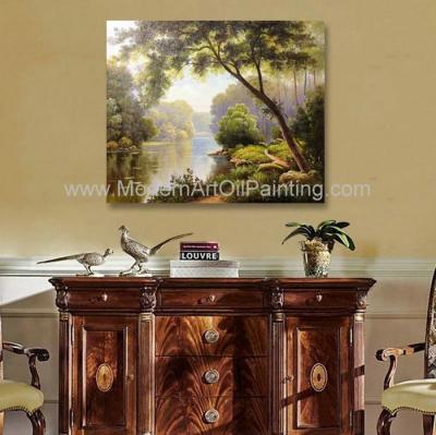 China Abstract Original Oil Landscape Paintings Stream Through The Oak Trees for sale