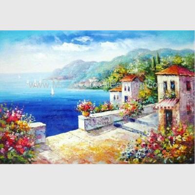 China Puerto mediterráneo de las vacaciones de la pintura al óleo del impresionismo pintado a mano en venta