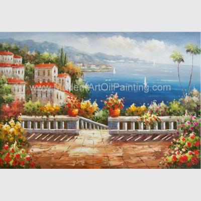 China Pintura al óleo mediterránea hecha a mano de la escena del jardín de la pintura al óleo del paisaje para la decoración en venta