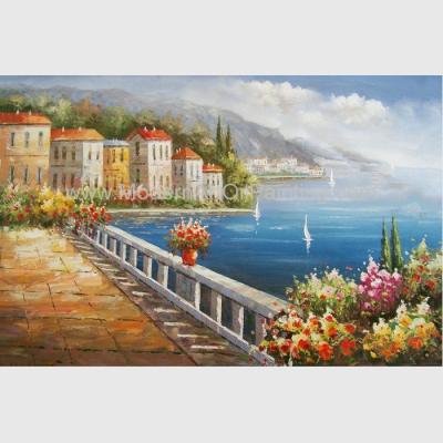 China Pintura al óleo mediterránea europea, pintura al óleo hecha a mano del jardín de flores de la lona en venta