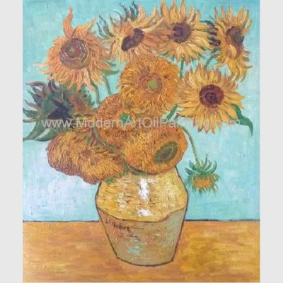 China Handgemalter Van Gogh Oil Reproduction, Vincent Sunflowers Still Life Oil-Malereien zu verkaufen