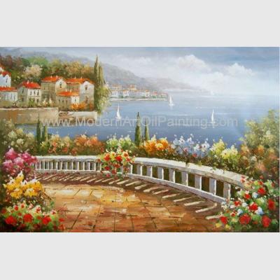 China Pintura al óleo mediterránea del paisaje de Italia de la pintura al óleo de la costa costa para la decoración de la pared en venta