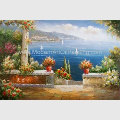 China Puerto mediterráneo de las vacaciones de Art Sea Landscape Oil Painting de la pared del jardín en venta