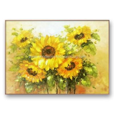 China Pared floral Art Paintings For Bedroom de las pinturas al óleo del girasol del cuchillo de paleta en venta