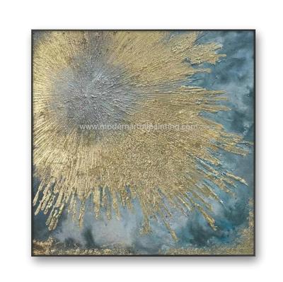 China Met de hand gemaakte Gouden Abstracte Art Canvas Paintings For Christmas-Muurdecoratie 80 cm x 80 cm Te koop