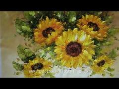 Sunflower Palette Knife Oil Painting Wall Art For Bedroom