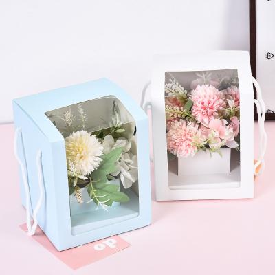 China Recyclable INS Holiday Window Gift Box Home Square Flower Box Net Red Flower Bouquet Packaging Box for sale