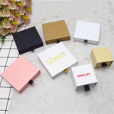 China Recyclable Custom Small Gift Pouch Jewelry Earring Bracelet Necklace Ring Drawer Box Packaging Jewelry Custom Boxes for sale