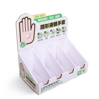 China Recycled Materials Display Counter Foldable Storage Box Desktop Cardboard Rack Small Display Rack for sale