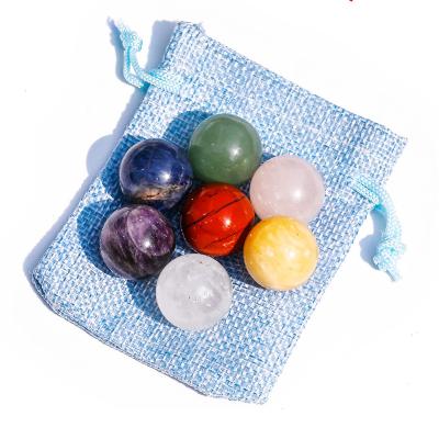 China Natural Energy Healing Globe Crystal Seven Chakra Orb Meditation Ball Stone Set With Crystal Accessory Gemstone Wholesale for sale