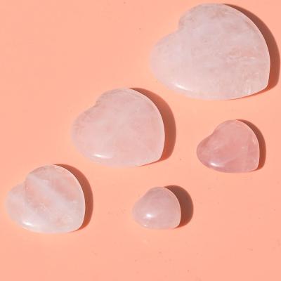 China Natural Crystals 40mm Heart Shaped Crystal Gemstone Heart Formed by China Rose Quartz Heart Pink Love for Charak Gift Wedding Home for sale