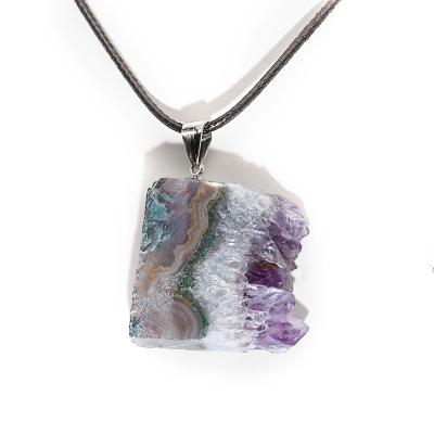 China Other Wholesale Natural Spot Amethyst Group Polished Cut Face Necklace Yoga Energy Stone Crystal Pendant for sale