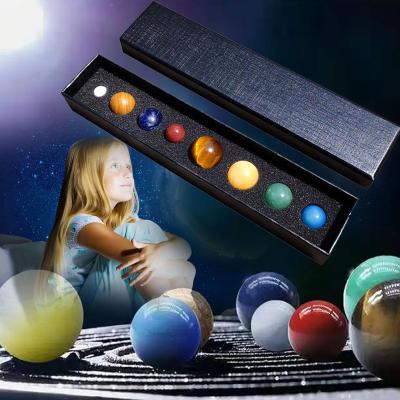 China Natural Popular China SciencePlanet Set Education Crystals Healing Stones 8 Planets Universe Galaxy Solar System Stone Set for sale