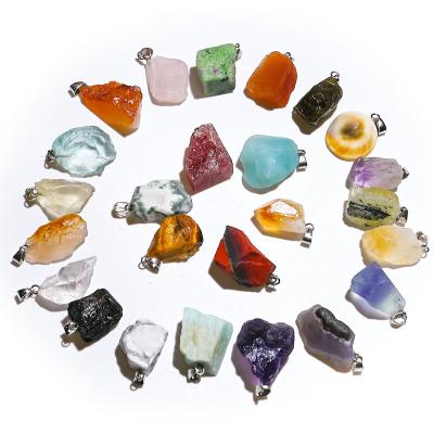 China 24 Other Kinds of Natural Stone Crystal Rough Raw Raw Stone Agate Pendant Reiki Therapy Irregular Amethyst for sale