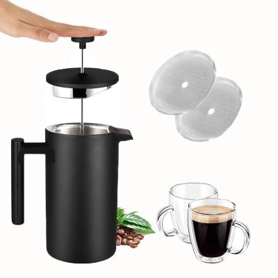 China Whosale 1000ml Viable 34oz Stainless Steel Double Wall Coffee Maker Insulated French Press With Logo Matte Custom Black French Press for sale