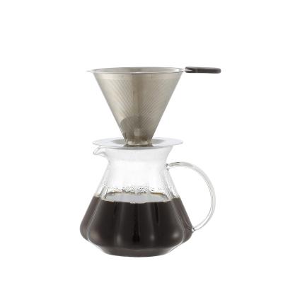 China Hot Sale High Sustainable Drip Resistant Glass Coffee Maker With Stainless Steel Filter for sale