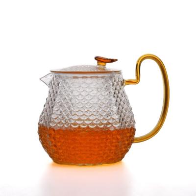 China Sustainable New Teapot Set Hammer Style Glass Heat Resistant Tea Infuser for sale