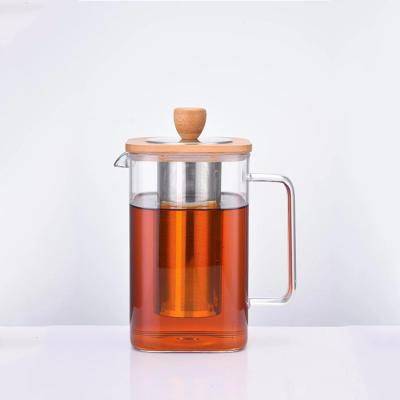 China Sustainable Handmade Borosilicate Glass Teapot with Tea Infuser and Lid for sale