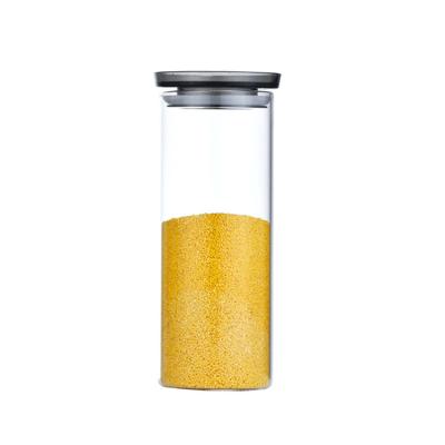 China Sustainable Items Sealed Air Tight Glass Jar With Plastic Storage Jar Food for sale