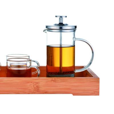 China Customized Sustainable Hot Selling Pyrex Coffee Glass French Press Set With Four Cups for sale