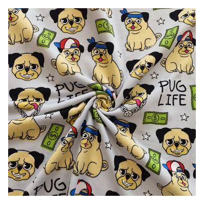 China Hot selling Heat-insulation dog printed elastic knitted polyester fabric milk silk fabric is used for autumn and winter clothing fabrics for sale