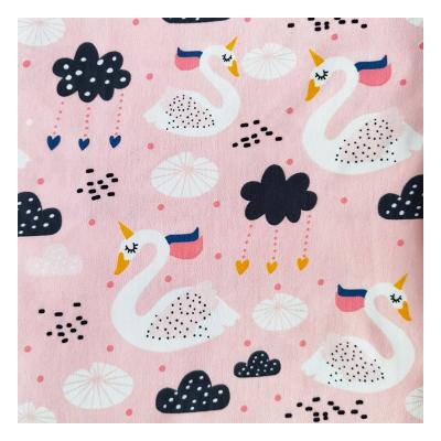 China High quality Tear-resistant swan printed polyester plain fabric pajamas lining garment fabric supports customization for sale