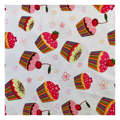 China Waterproof custom cake patterned windproof polyester fabric knit print digital printed fabric for apparel for sale