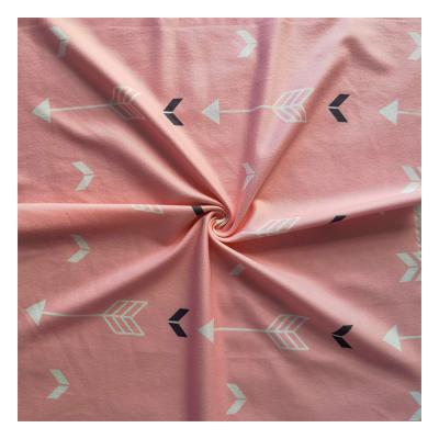 China New Arrow Shrink-Resistant Pattern Printed Polyester Elastic Knitted Milk Silk Fabric Is Used For Tight Fit T-shirt Apparel Fabric for sale