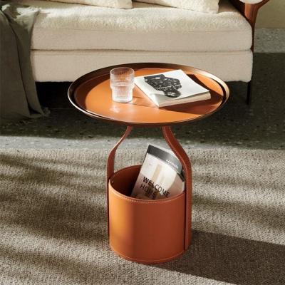 China (Other) Luxury Customized Adjustable Barrel Base Iron Coffee Table Stainless Steel Storage Bin Storage Bin Bedside Table for sale