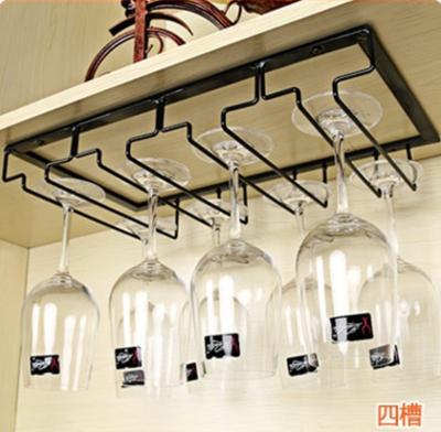 China Custom Viable Metal Wine Glass Organizer Kitchen Bar Glasses Storage Hanger Under Cabinet Wine Glass Rack for sale