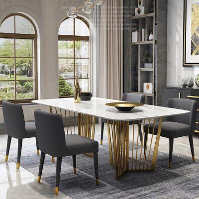 China Modern Marble Top Rectangular Dining Table (Other) Custom Luxury Furniture Adjustable Set 6 Upholstered Chairs for sale