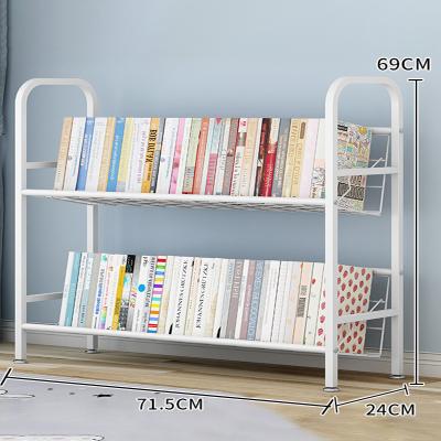 China (Other) Multi-layer Hot Selling Type Customized Adjustable Home Book Storage Rack Bookcase White Wrought Iron Shelf Floor Bookcase for sale