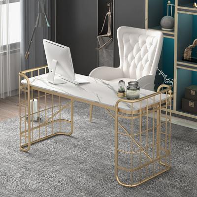 China Modern Convertible Custom Easy To Clean Marble Table With Metal Leg Table Side Luxury Marble Computer Table for sale