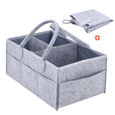 China Multifunctional Purpose Felt Diaper Cart Nursery Storage Bin Organizer and Car Organizer for Diapers and Toys Gray for sale